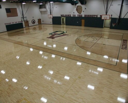 Parquet Flooring in Middle School Gym